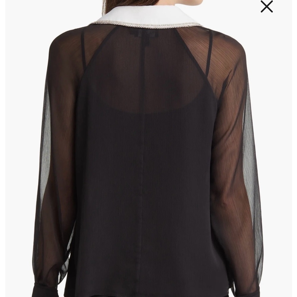 Ted Baker London Chayse Beaded Collar Chiffon Button Up Blouse - Picture 2 of 8